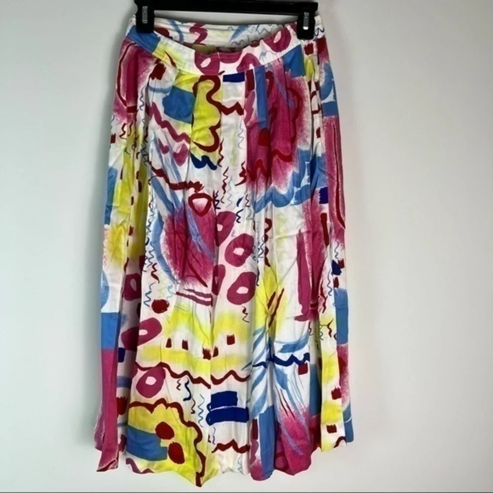 Segue vintage womens 10 abstract colorful midi skirt